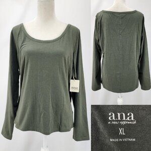 New ana A New Approach Womens XL Soft Cotton Modal Scoop Neck Long Sleeve Shirt